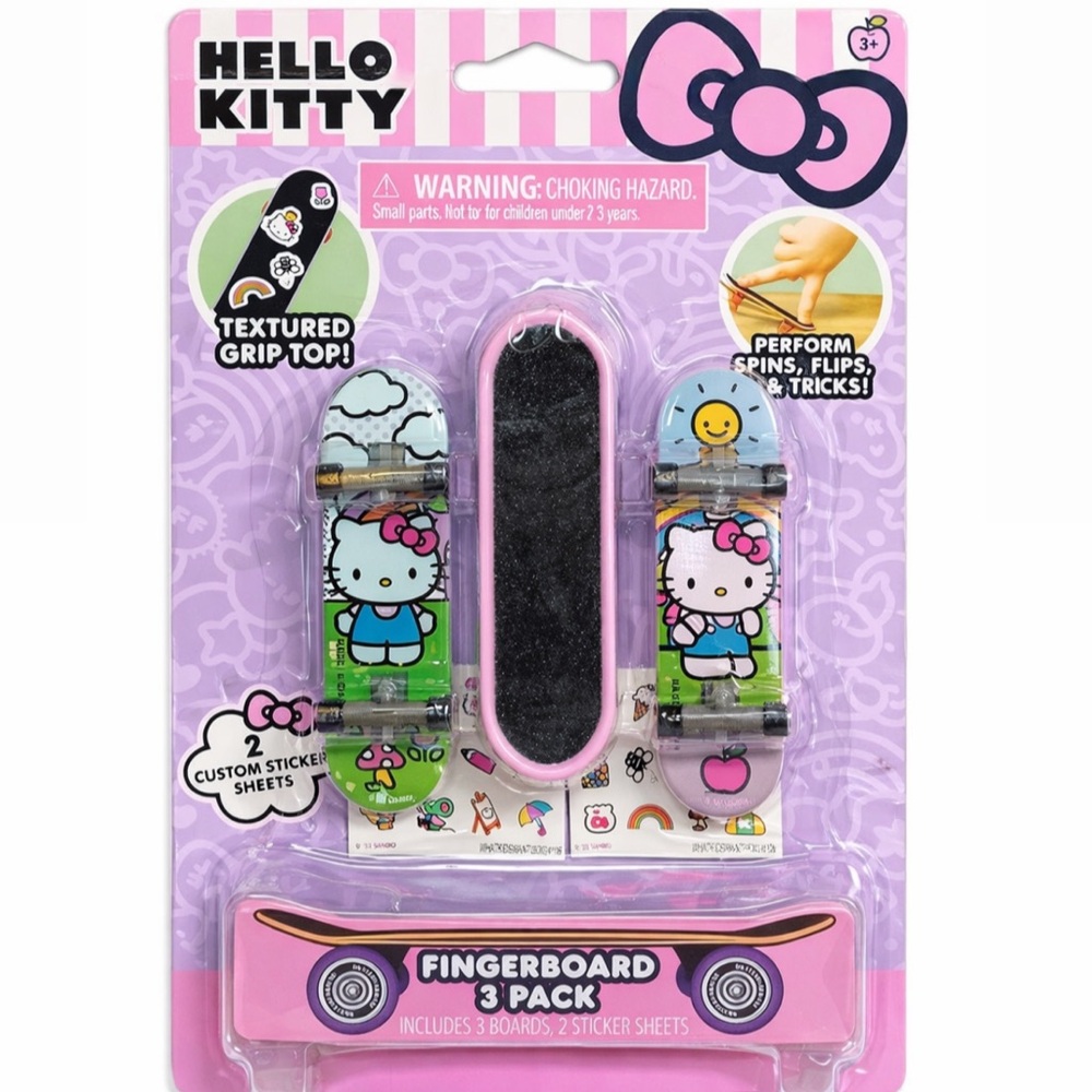 BNIB Hello Kitty Fingerboard 3 pack set + two sticker sheets included 🎀